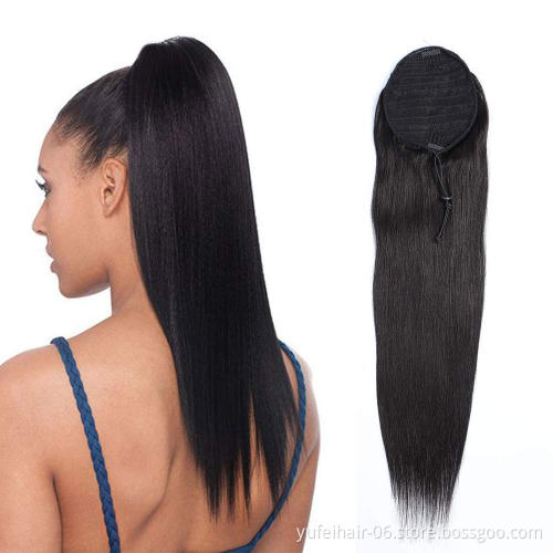 2020 New Arrival Brazilian Straight/Kinky Curly Human Hair Drawstring Ponytail With Clips in For Black Women